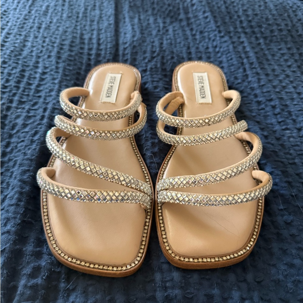 Steve Madden Beige Rhinestone Sandals